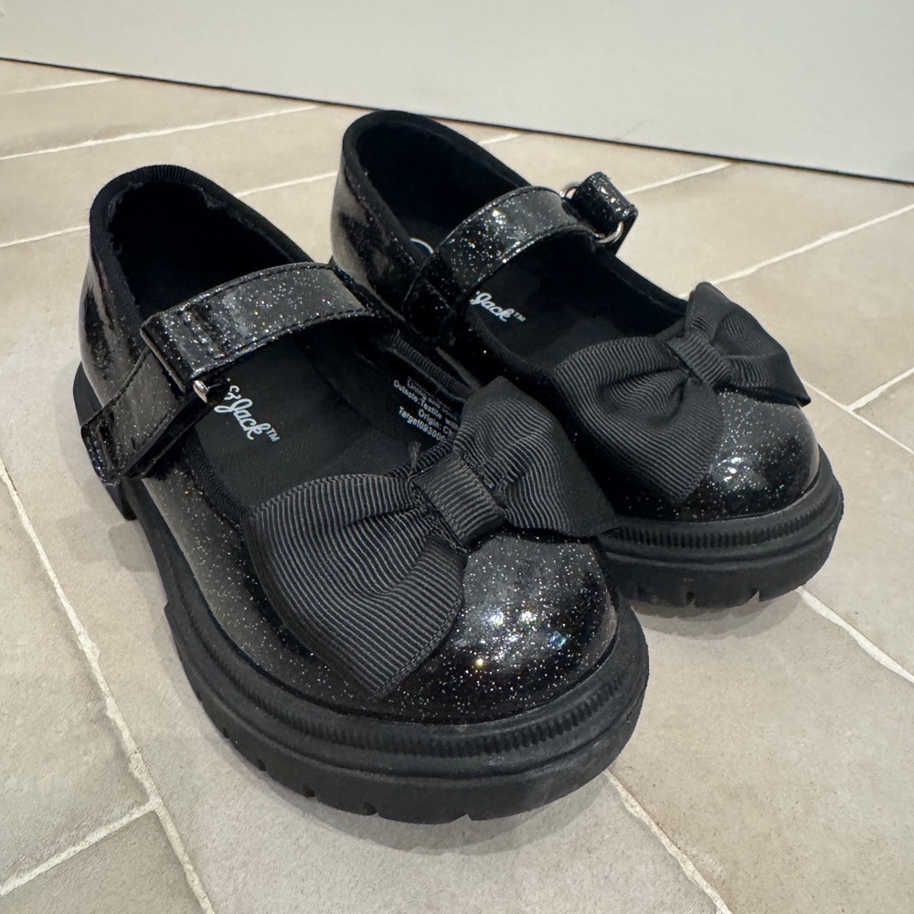 Cat & Jack Black Glitter Dress Shoes